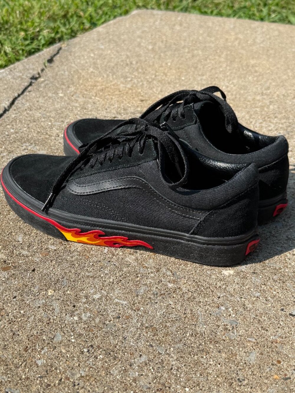 Vans Old Skool Flame Wall Mens 8.5 Womens 10 Black Y2K Skate Streetwear 4079
